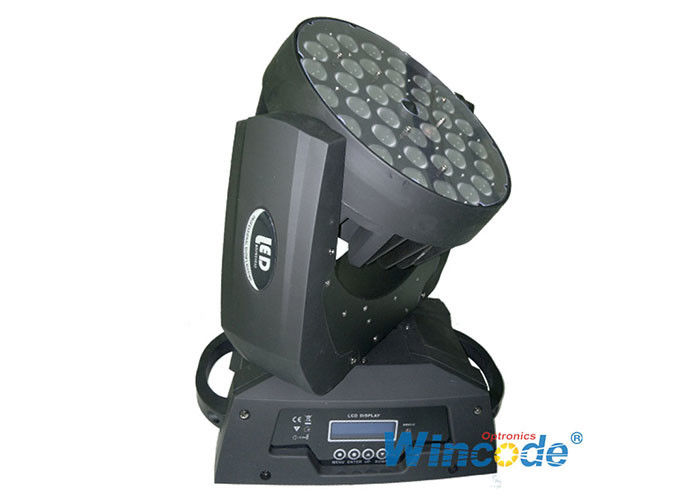 Led Rgb Stage Lighting RGBWA + UV 6 In 1 , LED Moving Head Zoom Light 36pcs 18 Watt
